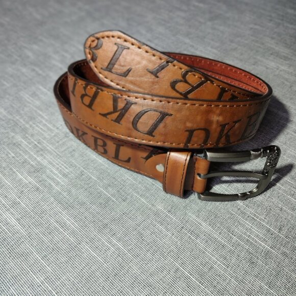 Leather Belt Brown Mens Western Cowboy DKBL Buckle - Picture 1 of 11